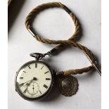 Boxed Silver Pocket with Hair Watch Chain - 43mm dial.