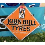 John Bull Tyres Double Sided Enamel Sign - 15 5/8" Square.