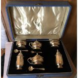 Vintage Boxed (David Henderson Glasgow) Birmingham Silver 6 piece Condiment Set.