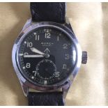 Vintage Military Buren Grand Prix Black Dial Watch in an working order.