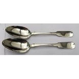 Antique Pair of David Manson Glasgow Silver Tablespoons - 9" long - total weight 135 grams.