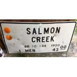 Vintage Metal American Street Sign - Salmon Creek - 44" x 24".