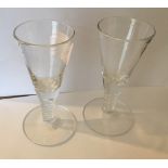 Vintage Pair of Air Twist Glasses 5 1/4" tall etched on base.