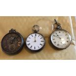 Lot of 3 Silver Pocket Watches - Verge etc - (The Lever one working order).