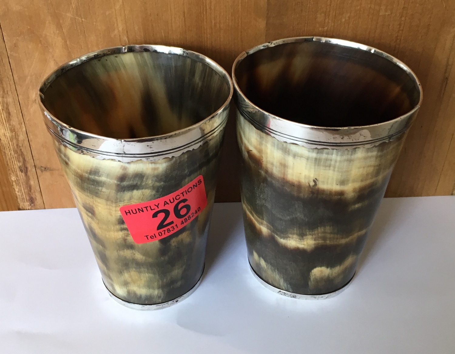 Pair of Antique Horn Beakers - 4 1/2" tall - 3" at the widest.