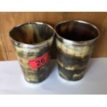 Pair of Antique Horn Beakers - 4 1/2" tall - 3" at the widest.