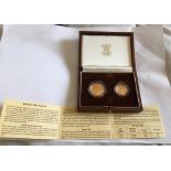 Britannia Gold Two Coin Proof Set No 03693 -1987 - 1/4 oz and 1/10 oz coins.