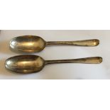 Lot of 2 Large Silver Serving Spoons marked AG twice (8.2" long) - approx 146 grams total weight.