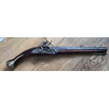 L Lazarino Flintlock Pistol - 20 1/2" long with later additions.