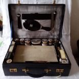 Early 20th C Gentleman's Travelling Case, Fully Fitted With Original Silver Topped Fitments C1912
