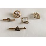 Lot of 9 karat Gold Hallmarked Jewellery - Brooches etc.