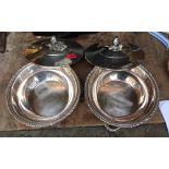 Pair of Vintage Silver House Monte Carlo Silver Plated Serving Dishes - 11 1/4" diameter.