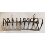 Pair of Antique Silver Toast Racks - 3" long and 3 1/4" tall - approx weight total 110 grams.