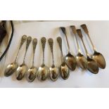 Lot of 10 Silver Teaspoons - a 6 and a 4 - approx total weight 190 grams.