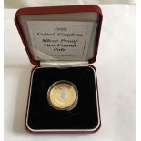 Boxed 1998 Silver Proof Two Pound Coin.