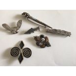 Lot of Various Scottish etc Silver Brooches.