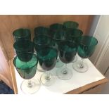 Lot of 12 Bristol Green Vintage/Antique? Wine Glasses 5" tall.