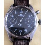 Vintage Lemania Military Single Button Chronograph Watch - 39 mm case.