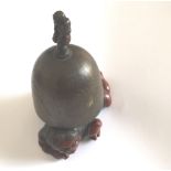 Antique Oriental Japanese? Bronze Bell with crawling demon figure.