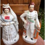 Pair of Large Staffordshire Figures (18" tall) of Queen Victoria and Prince Albert.