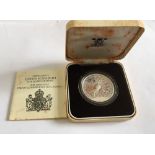 Boxed Queen Mother Silver Proof 80th Birthday Commemorative Coin.