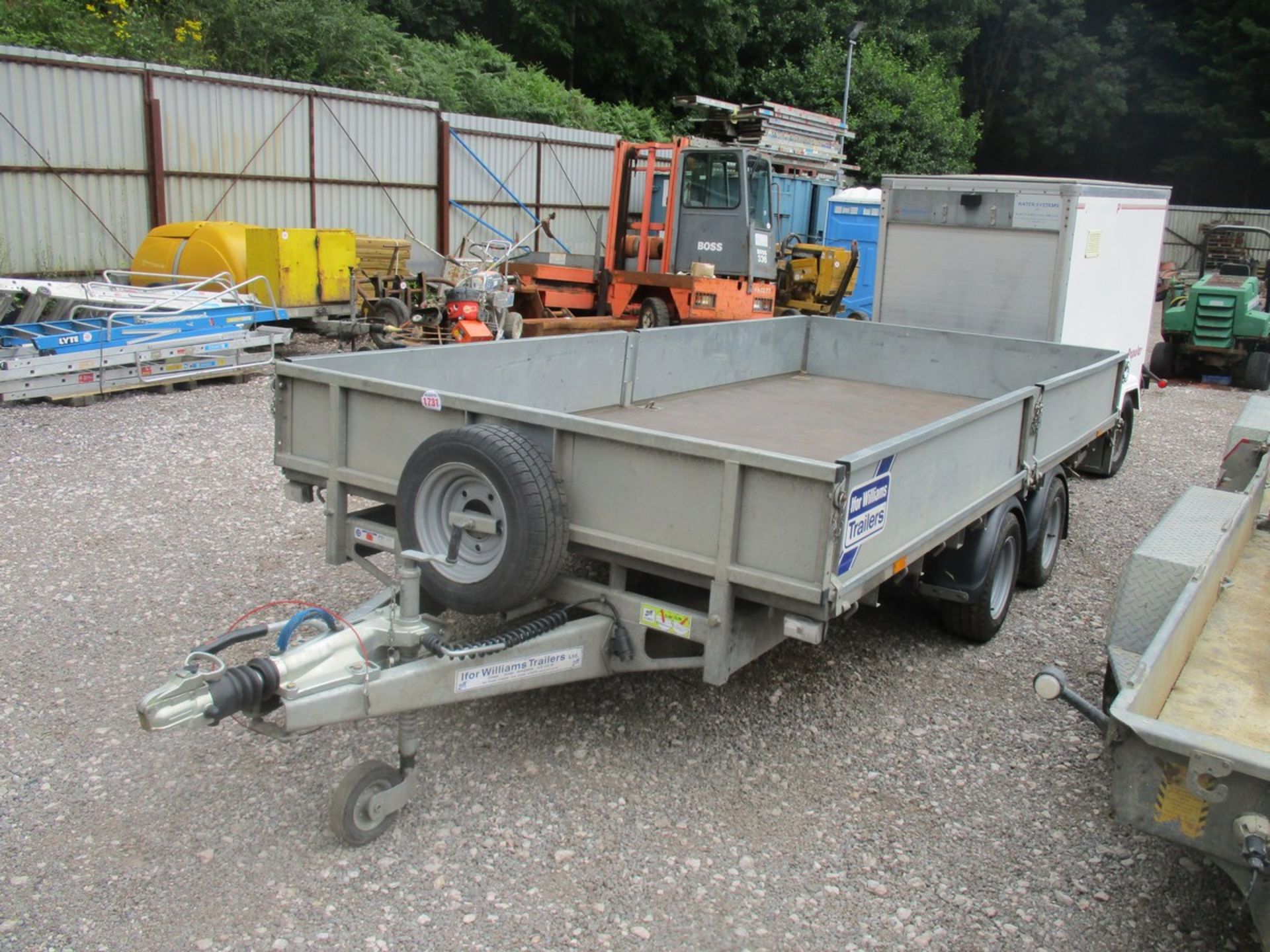 IFOR WILLIAMS 14FT TWIN AXLE TRAILER C/W SIDES RAMPS & SPARE WHEEL , NEW IN NOV 2017, 2KEYS &