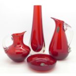 Four items of Whitefriars ruby glass,