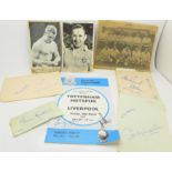 Football and cricket autographs including Stanley Matthews, Stan Mortenson and Len Hutton, etc.