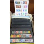 Stamps; approximately 130 double sided stock cards,