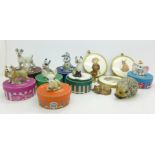 Seven Wade hat box figures,