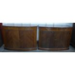 A pair of George III inlaid mahogany tambour front side cabinets