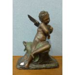 A French bronze figure of a cherub