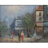 A pair of Parisian street scenes, oil on board and canvas,