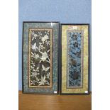 Two Chinese silkwork embroideries,