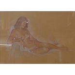 Luisa Dominguez, reclining female nude study, pastel,