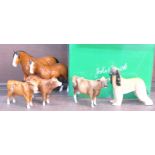 A collection of eight Beswick model animals, including boxed Limousin Bull,