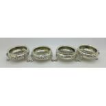 A set of four Victorian silver salts, London 1864,