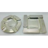 Two silver ashtrays,