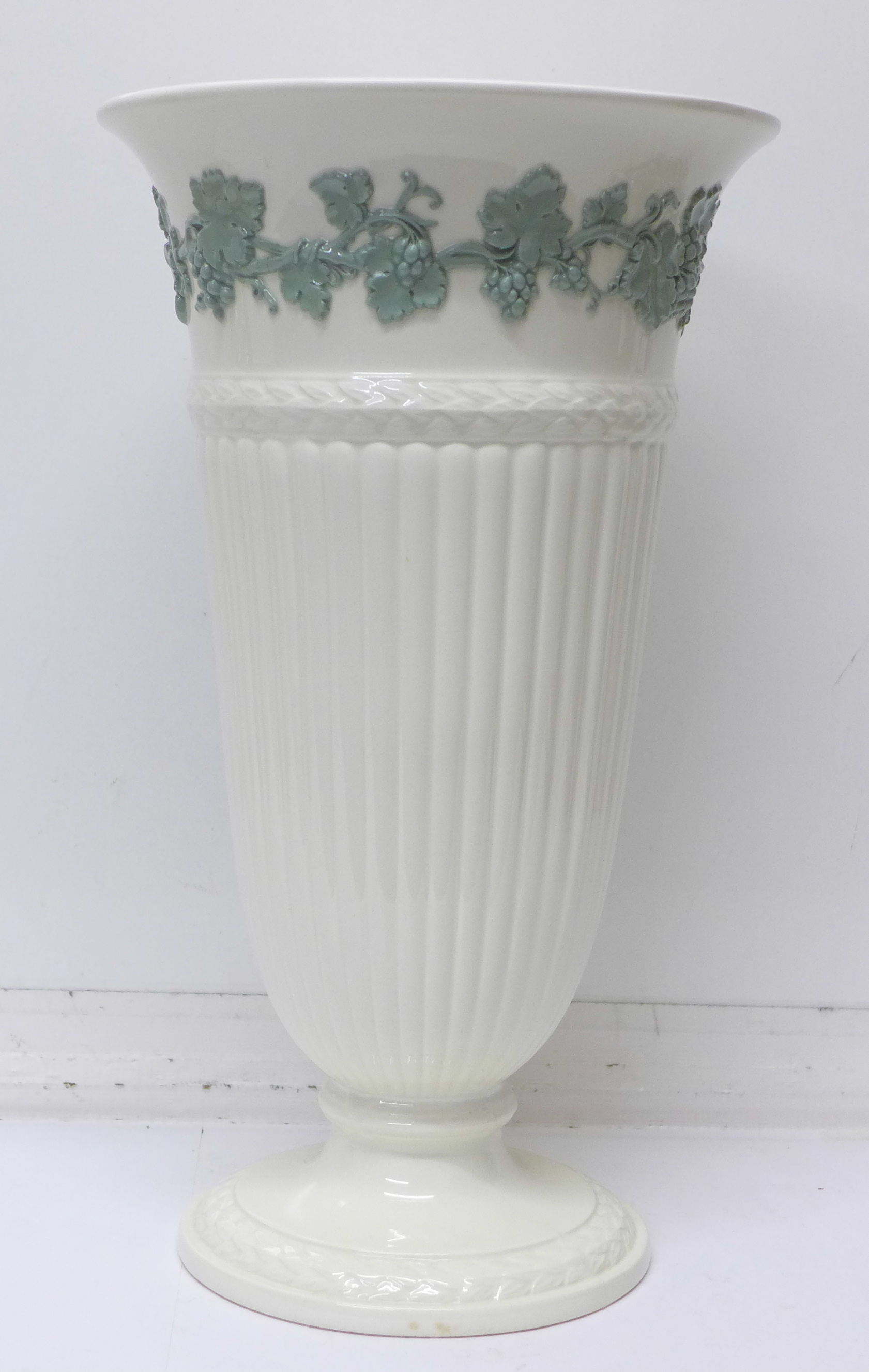 A Wedgwood embossed Queen's ware vase,