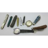 Pocket knives and wristwatches