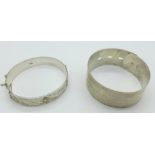 Two silver bangles, one by Charles Horner, Chester 1946, 60.