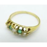A Victorian gold, diamond and emerald ring, 2.