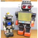 Two battery powered robots,