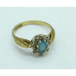 A 9ct gold and blue stone ring, 2.