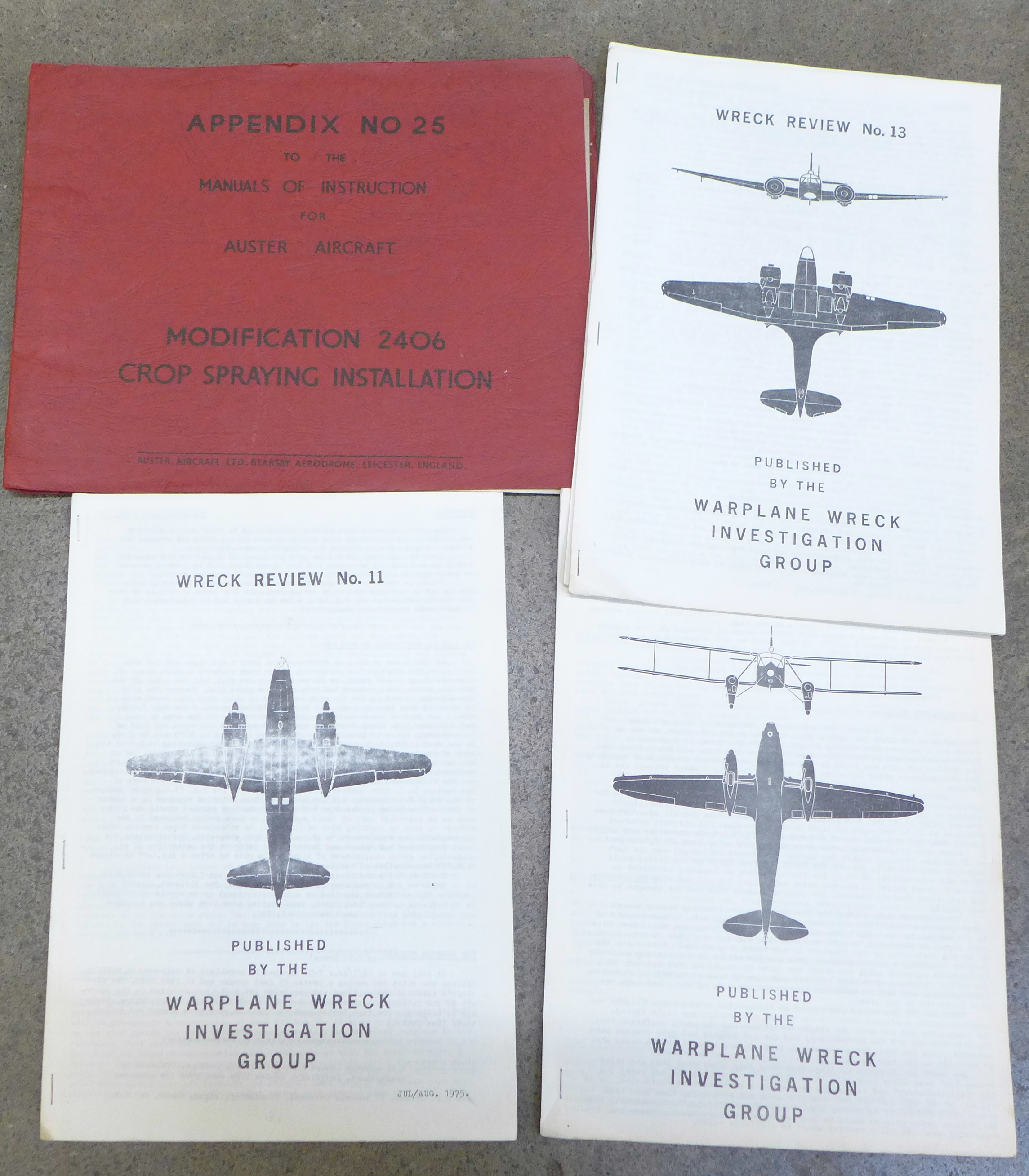 Four Wreck Review published by The Warplane Wreck Investigation Group and one Appendix No.