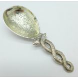 An Indian silver caddy spoon