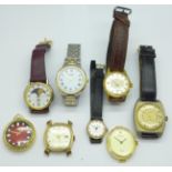 Wristwatches; Smiths, Oris date, Rotary, Ruhla, Zeon, Lucerne,