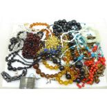 A collection of bead necklaces