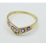 A 9ct gold and amethyst ring, 0.