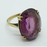 A 9ct gold and purple stone ring, 5.